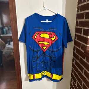 NWT DC Superman Blue T-Shirt with Cape on back men’s size Large
